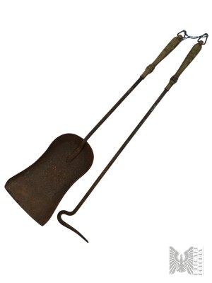 Fireplace Set - Old Comb and Shovel with Brass Handles