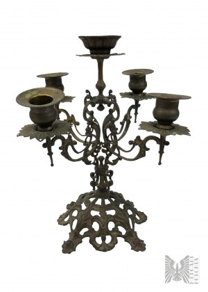 Old Brass Candleholder with Plant Motifs