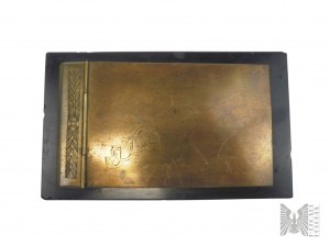 IIRP, kolem roku 1930. - Stolní zápisník s kamenným podstavcem a mosaznou obálkou