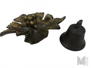 20th Century - Bell and Brass Ashtray in the Shape of a Leaf