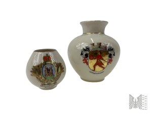 Allemagne - Deux vases Kronach Bavaria Porzellan, armoiries Wilhelmshaven Karlshofen