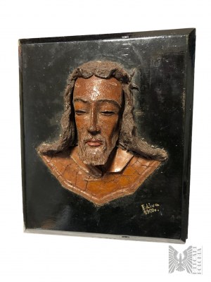 Nieznany Artysta (XX w.) - Płaskorzeźba Naścienna Popiersie Jezus Chrystus (1960 r. ?)