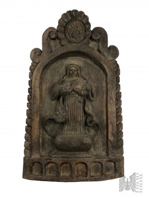 Wooden Bas-relief with Angel/Saint Figure