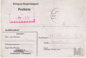 Third Reich - Prisoner of War Postcard (Kriegsgefangenenpost) from Prisoner of War Camp Stalag II D Oflag II C Stargard (Stargard In Pommern), Date 20 August 1941.