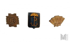 Polish People's Republic/IIIRP Set of Three Home Army Badges- Home Army Parasol Battalion, Home Army Ruczaj Battalion, Home Army Fan Organization.