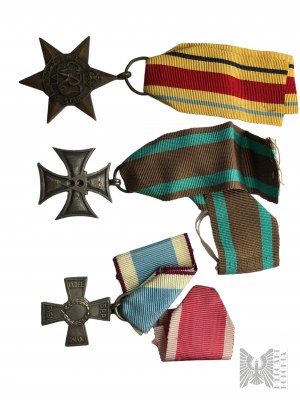 Set of Decorations: Star of France and Germany, 7th Armored Regiment, Atlantic Star, Cross of the Defender of the Fatherland 1918-1921, Insurgent Cross of the 5th Infantry Regiment Rybnik, Cross for Meritorious Service to the Polish Scouting and Guiding A