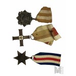 Zestaw Odznaczeń: Gwiazda Francji i Niemiec, 7. Pułk Pancerny, Gwiazda Atlantycka, Krzyż Obrońcy Ojczyzny 1918-1921, Krzyż Powstańczy 5. Pułku Piechoty Rybnik, Krzyż za Zasługi dla ZHP, Odcinek II Szkoła Marii Magdaleny