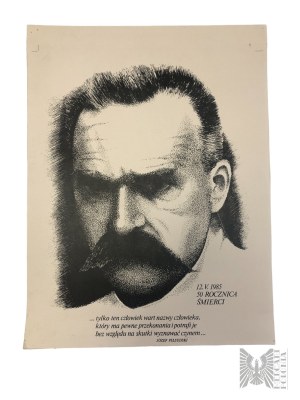 PRL, 1985. - Graphic Joseph Pilsudski 12.V.1985 50th Anniversary of Death - Print on Cardboard.