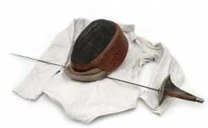 Fencing mask with sabre