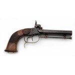 Double barrel percussion pocket pistol in cartridge