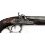 Pair of very early double barrel percussion pistols, Baucheron-Pirmet, Paris