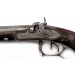 Pair of very early double barrel percussion pistols, Baucheron-Pirmet, Paris