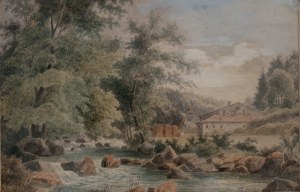 Zalesnená krajina s riekou a pílou na obrazoch Thomasa Endera