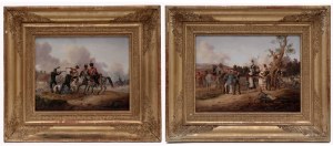 Pair paintings, Hulks and Hussars, Johann Georg von Dillis