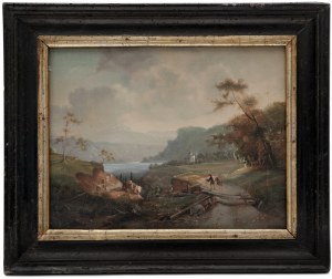 Landscape with a river and a road in Franz Schütz's paintings