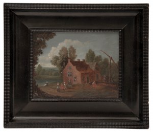 Paesaggio con fiume e casa nei dipinti di Jan Peter II van Bredael (cerchio)