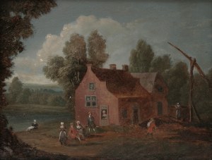 Landscape with river and house in Jan Peter II van Bredael's paintings (circle)