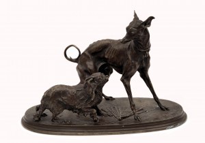 Greyhound i King Charles Spaniel autorstwa Pierre-Jules Mene