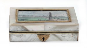 Cassette with sewing kit and view of Vienna