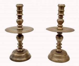 Paired early baroque candlesticks