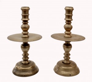 Paired early baroque candlesticks