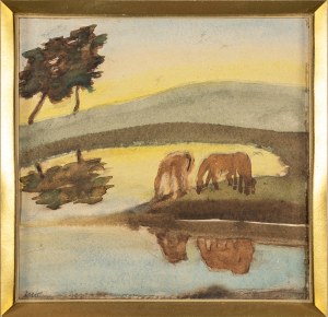 Wojciech Weiss, Landscape with a waterhole, ca. 1903-1905
