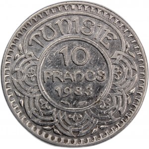 Tunisia 10 Francs 1933 (AH 1352)