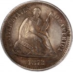 USA 5 Cents (1/2 Dime) 1872 S