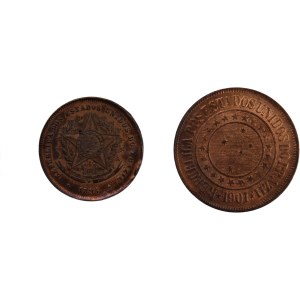 Brazil 40 Reis 1901 & 20 Reis 1894 (Lot of 2 Coins)