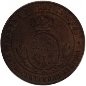 Spain 1/2 Centimo 1867 OM