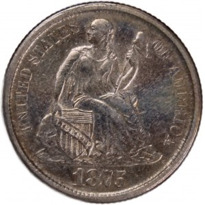 USA 10 Cents 1875 CC