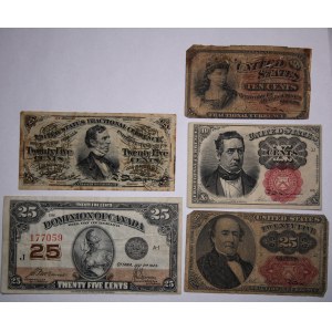 USA 10 Cents/25 Cents 1874-76/25 Cents 1863/10 Cents 1863