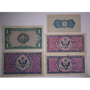 USA 1 Dollar 10 Cents 5 Cents & 3 Dollars 1898 Coupon (Lot of 5 Banknotes)