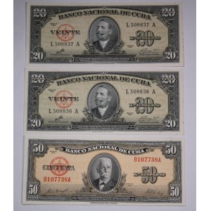 Cuba Lot of 3 Banknotes 1958-60