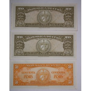 Cuba Lot of 3 Banknotes 1958-60