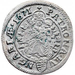 Leopold I, 6 Kreuzer 1671, KB, Kremnitz