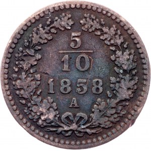 Franz Joseph I, 5/10 Kreuzer 1858, A