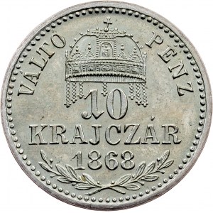 Franz Joseph I, 10 Krajczár 1868, KB, Kremnitz - ARTEX