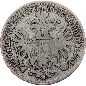 Franz Joseph I, 10 Kreuzer 1870, Vienna