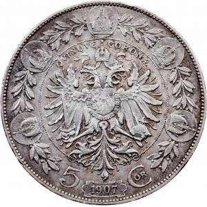 Franz Joseph I, 5 Kronen 1907, Vienna