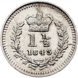 Veľká Británia, 1 1/2 pence 1843, Londýn