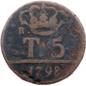 Italy, 5 Tornesi 1798