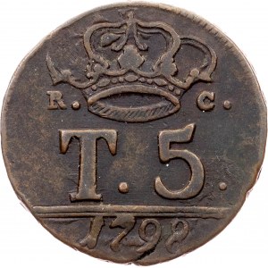 Italy, 5 Tornesi 1798