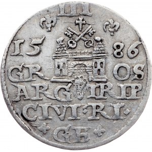 Polska, 3 Groszy / Trojak 1586, Ryga