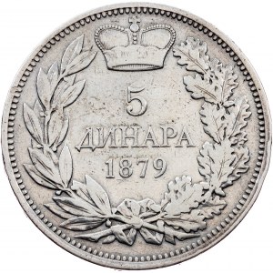 Serbia, 5 Dinars 1879