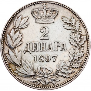 Serbia, 2 Dinars 1897