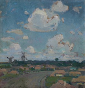 Jan Stanisławski, PEJZAŻ Z WIATRAKAMI, ok. 1905