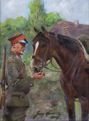 Jerzy Kossak, Lancer with a Horse, 1937