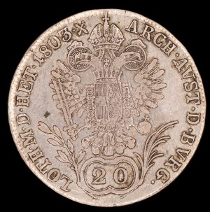 Słowacja. RDR 20 Kreuzer 1803 B Kremnica Silver