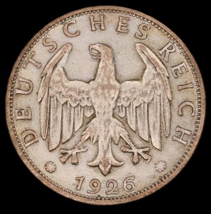 Německo. Výmarská republika 2 říšské marky 1926 E Muldenhuetten Silver